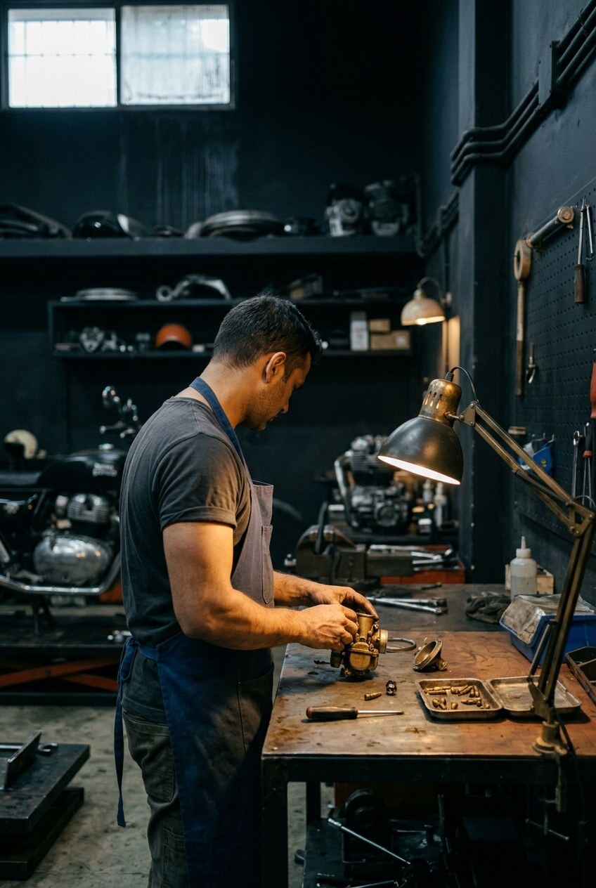 A mechanic at the BLR Piston workbench